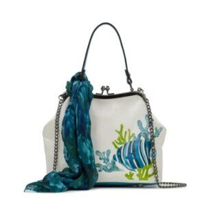 Patricia Nash Framed Laureana Striped Fish Spot Print Bag & Scarf NWT